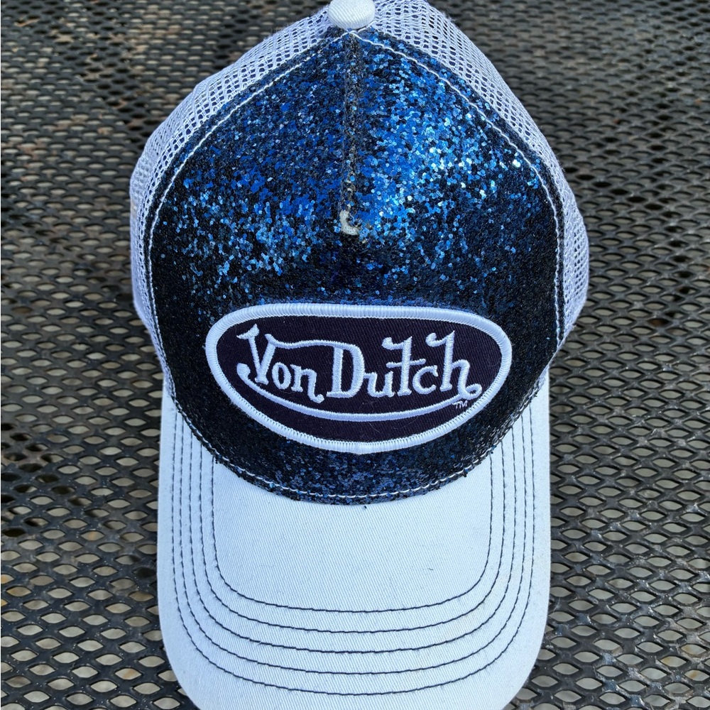 Von Dutch Navy Glitter and White Mesh Cap
